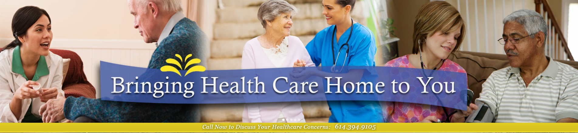 Madison Home Health Services caregivers and patients with the message Bringing Health Care Home to You